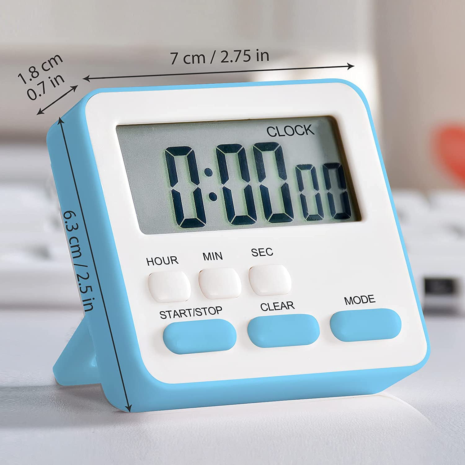 24-Hours Digital Kitchen Timer, 12-Hour Clock, Upgraded Large Display, Loud  Alarm, Magnetic Backing Stand, Count-Up & Count Down Timers for Cooking  Baking Sports Games Office(Blue) 