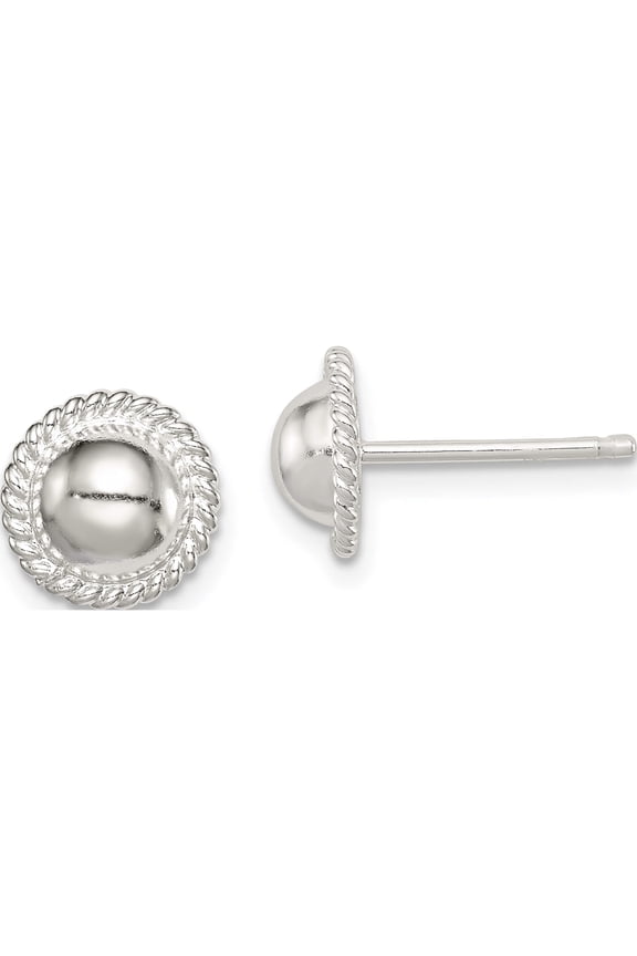 Sterling Silver 8mm Button Earrings (10 X 10) Made In Thailand qe3494