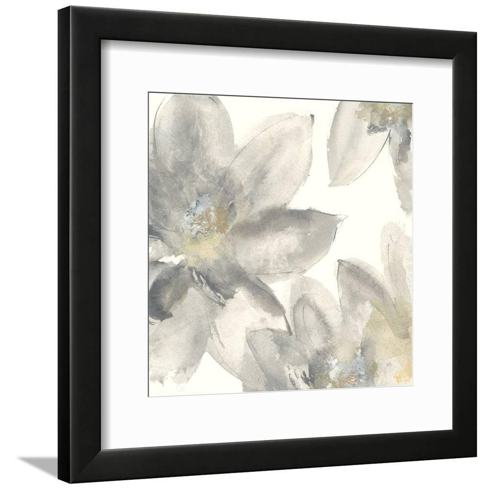 Gray and Silver Flowers I, Botanical Framed Art Print Wall Art by Chris