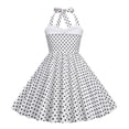 thumbnail image 2 of Ulanda Halter Pinup Dresses for Girls 50s Pin up Dress Girls Retro Dress 1950s Vintage Dress Kids A line Party 50's Polka Dot Dress (White, 7-8 Years), 2 of 6