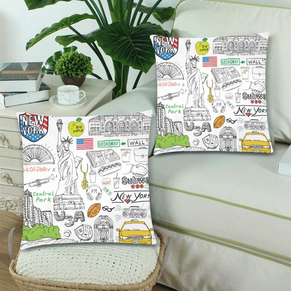 MKHERT USA Statue of Liberty Pillowcase Pillow Protector Cushion Cover 18x18 inch,Set of 2