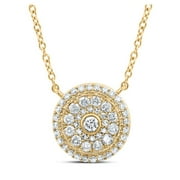 14K Yellow Gold Round Diamond 18 in. Cluster Nicoles Dream Collection Necklace - 0.5 CTTW