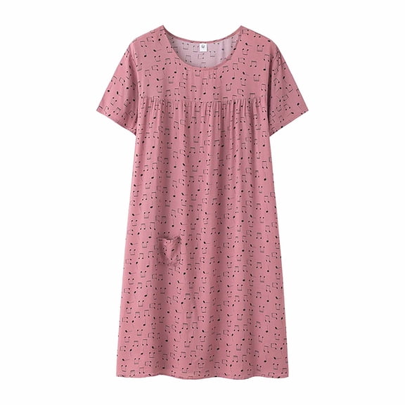 Toimothcn Women's Fashion Nightgown Summer Cotton Silk Short Sleeve Sleep Dress For Women New Loose Fit Home Wear Sleepwear Oversized Dress Suitable For Dailywear