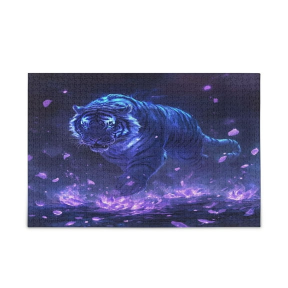 WOBOGO Giant Tiger Purple Pattern Puzzle Challenge 500 Piece Jigsaw Suitable for Game Night Finished Size 20.5 x 14.9in