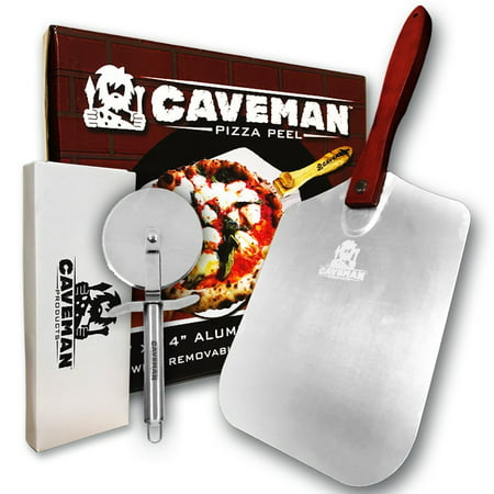 Caveman Products Aluminum Metal Pizza Peel - Folding Wood Handle for Easy Storage - 12