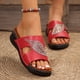 thumbnail image 5 of Bmisegm Women's Slope Heel Thick Bottom Rhinestone Large Size Slippers Sandals Womens Sandals Summer Red 6.5, 5 of 6