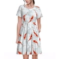 thumbnail image 1 of Balery Koi Fish Corals,Spring Summer Vestidos sueltos de manga corta para mujer, vestidos de verano 2025, vestidos casuales de corte A con vuelo., 1 of 6