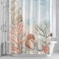 thumbnail image 2 of Vintage Ocean Bathroom Shower Curtain, Coral Shell Starfish Scenery Rustic Waterproof Washable Soft Bath Curtain for Bathtub Decor with 12 Hooks&Grommet, 36x78 Inch, 2 of 9