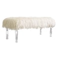 thumbnail image 1 of Vanity Bench with White Faux Fur and Clear Acrylic Legs, 1 of 3