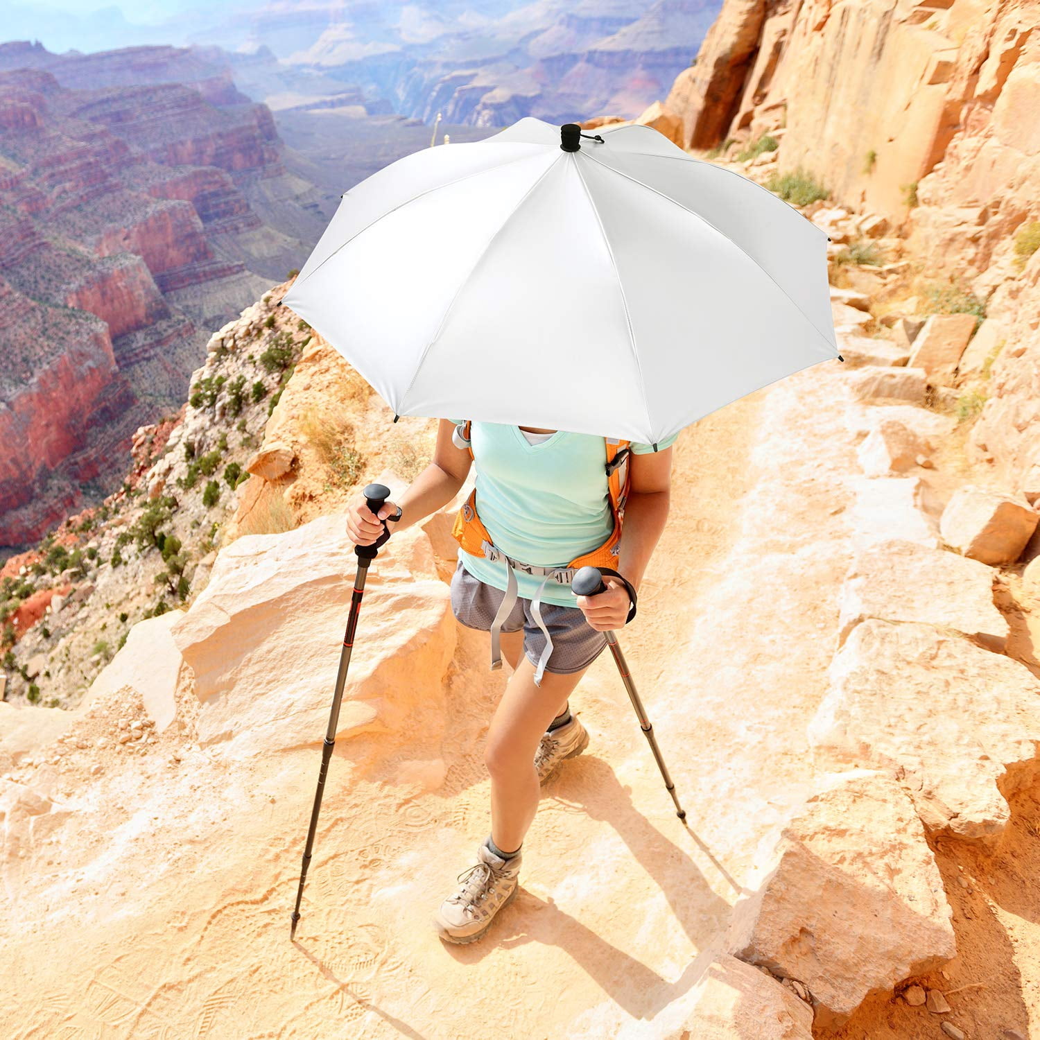G4Free 46 Inch Large Hiking Umbrella Ultralight UV Silver Reflective Full-size Trekking Backpacking Umbrella