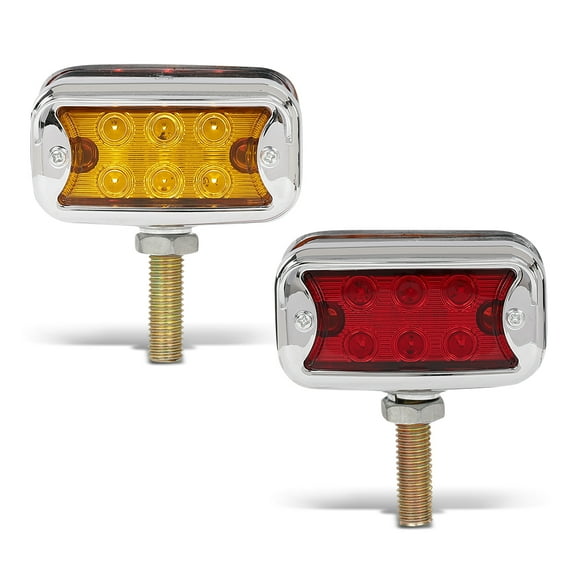12 LED Marker Lights Turn Signal W/Horizontal 2Pcs Dual Revolution Amber/Red