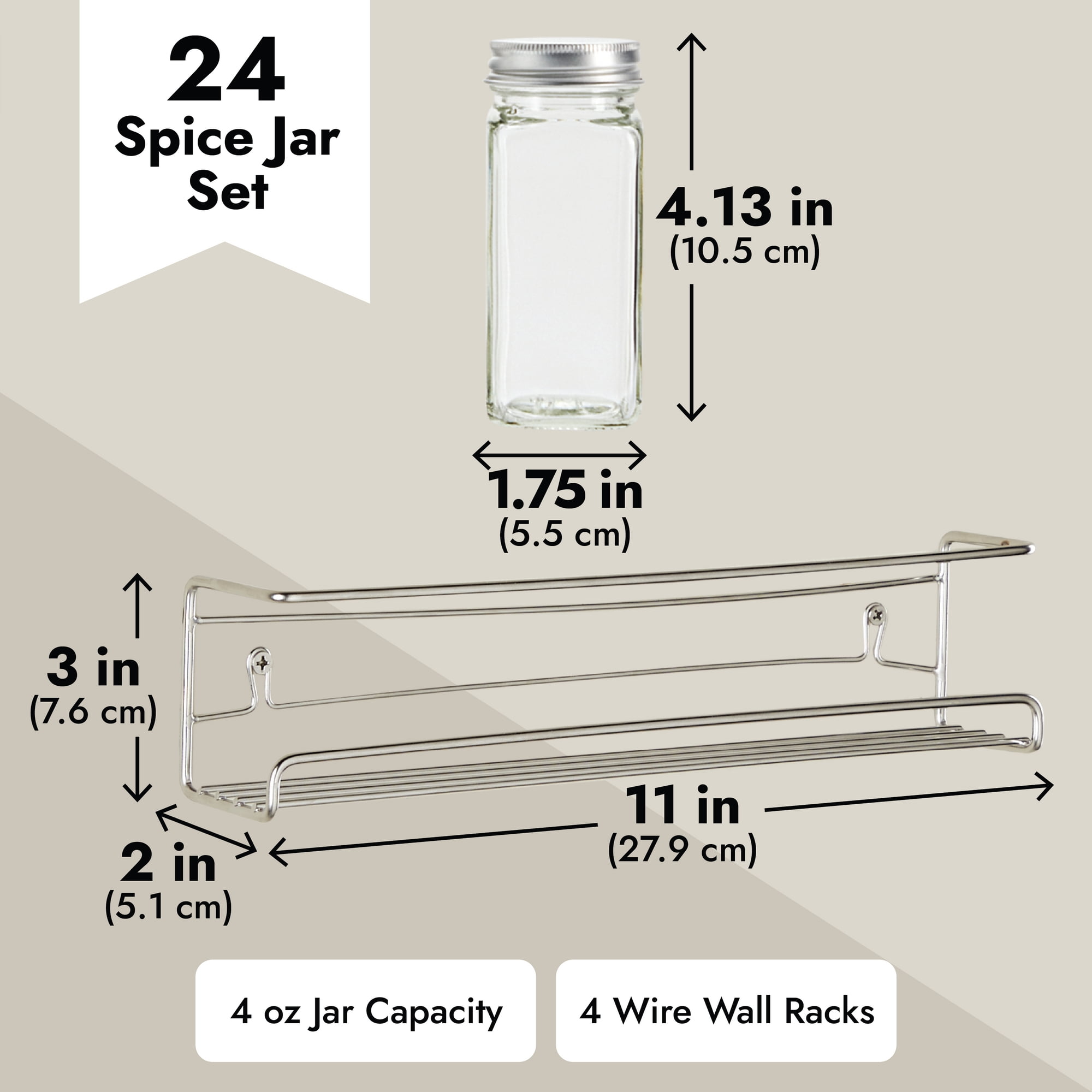 Talented Kitchen 2 Pack Spice Rack Organizer With 24 Glass Spice Jars  Seasoning Containers 4 Oz, Spice Labels & 3-tier Rack For Cabinets : Target