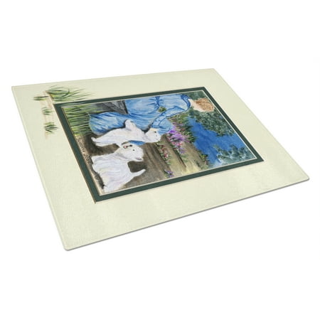 

Carolines Treasures SS8021LCB Lady with her Westie Glass Cutting Board Large 12H x 16W multicolor