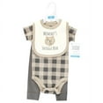 thumbnail image 2 of Hudson Baby Cotton Bodysuit, Pant and Bib Set, Snuggle Bear, 6-9 Months, 2 of 5