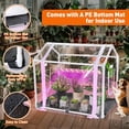 thumbnail image 3 of Mini Greenhouse with Grow Light, 23.6" L x 15.7" W x 19.6" H Portable Greenhouse with Waterproof Bottom Mat, Timer, 3 Light Color Mode for Indoor Outdoor Seed Starter Tray (Mini House Shape), 3 of 6