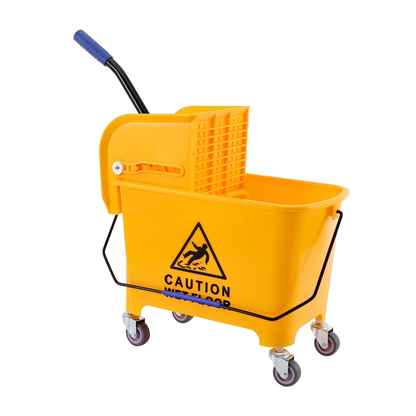 Ridgeyard 5 Gallon 21Qt Side Press Plastic Mop Bucket with Wheels and Wringer Yellow