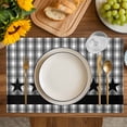thumbnail image 4 of Gray Black Plaid Placemats Set of 4, Vintage Star Greyish Buffalo Lattice Placemats for Dining Table, Place Mats for Kitchen Tabletop, Waterproof Wipeable Dining Table Mats Set, 4 of 9