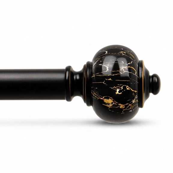 1 Inch Curtain Rods 32 To 58 Black Adjustable Drapery | Single Rod For Windows Decorative Pole With Marble End Easytallation Livi