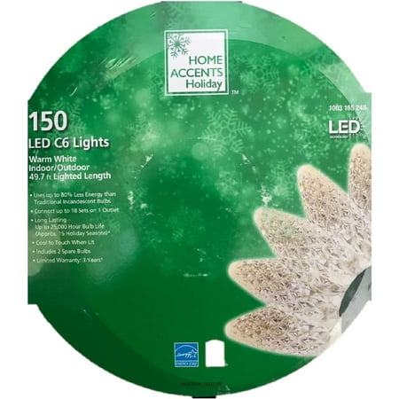 

150 LED C6 Lights (Warm White) - 49.7 Ft. Lighted Length