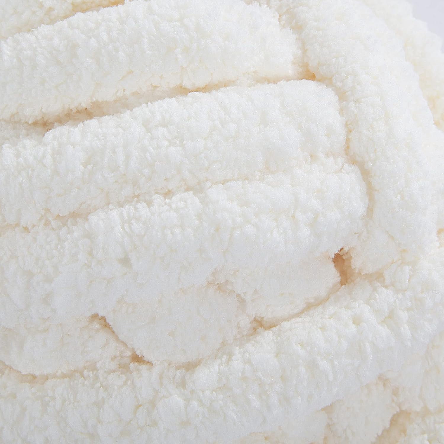 Hombys Cream White Chunky Chenille Yarn for Crocheting and Knitting, Super Bulky Yarn for Blankets, Soft Plush, 8 Jumbo Packs (27 yds, 8 oz Each)