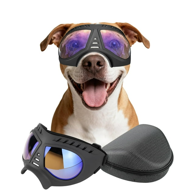 Gafas para Perro PETLESO para Razas Grandes a Prueba de Viento y UV con Lentes Transparentes