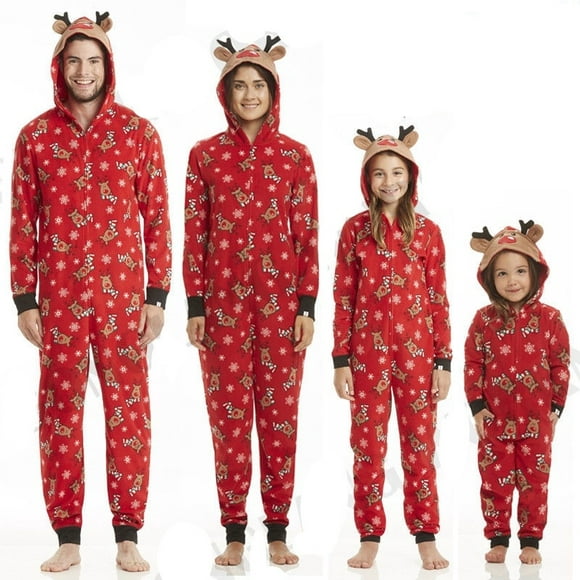 Mode Belle Confortable Coton Famille Mamans Correspondant Pyjama PJs de Noël Ensembles Noël Cadeau Vêtements de Nuit Vêtements Rouge