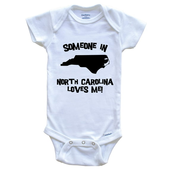 Someone In North Carolina Loves Me State Silhouette Cute Baby Bodysuit - One Piece Baby Bodysuit, 0-3 Months White