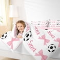 thumbnail image 4 of Erosebridal Soccer Ball Games 7pcs Bedding Comforter Set For Football Boys,Pink Bows Kawaii Bowtie Girls Queen Bedding Sets,Reversible Pink, 4 of 7