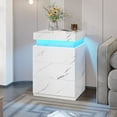 thumbnail image 6 of Afuhokles LED Nightstands Set of 2 with Charging Station, 3 Drawers Night Stands for Bedrooms with Sliding Top, White Marble, 6 of 8