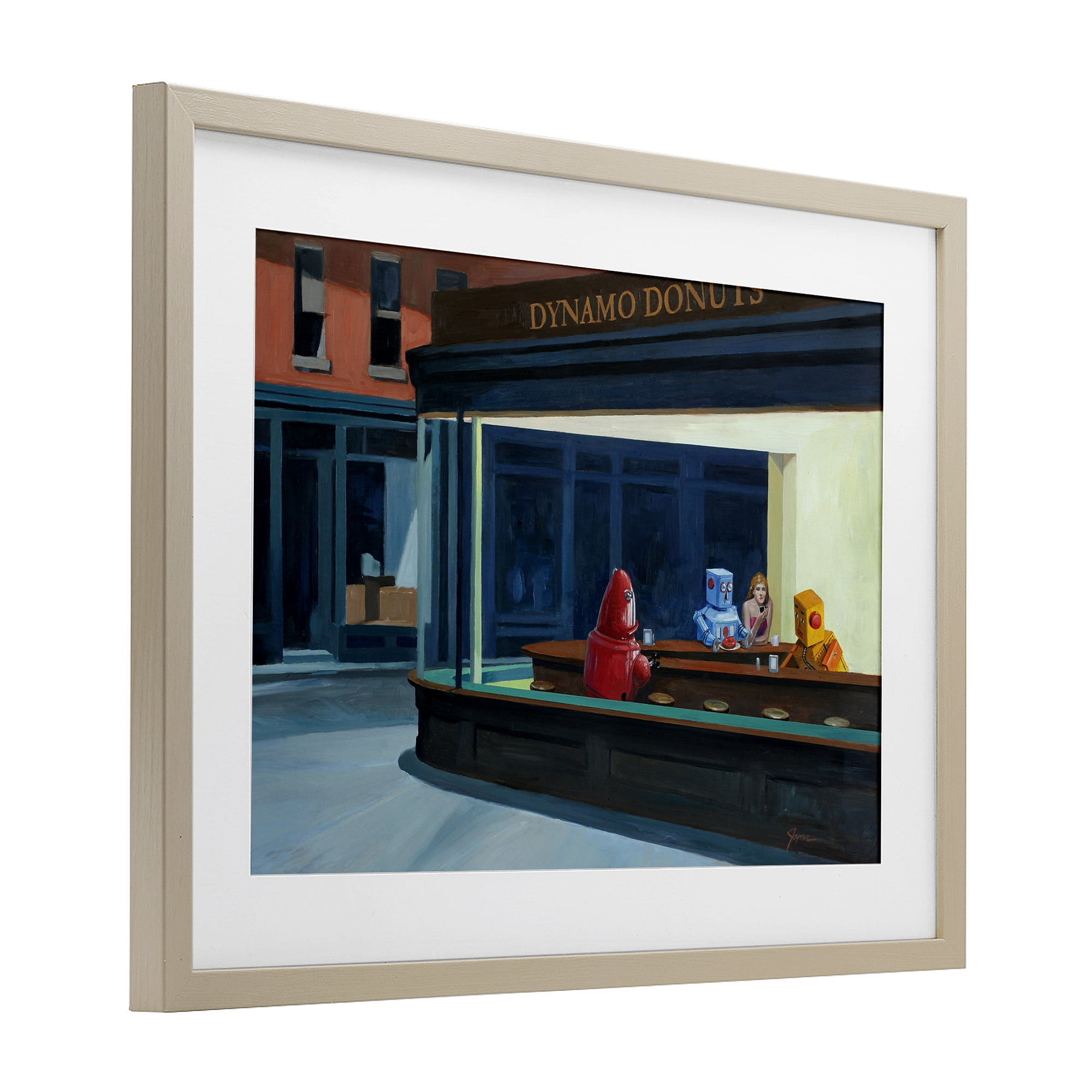 Stupell Industries Robots in Donut Shop Birch Framed Print Under Glass, design by Eric Joyner