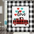 thumbnail image 2 of Buffalo Check Plaid Valentine''s Day Shower Curtain, Romantic Truck Car with Hearts Decor Farmhouse Bathroom Curtains with 12 Hooks Set, 71X71 Inches, 2 of 6