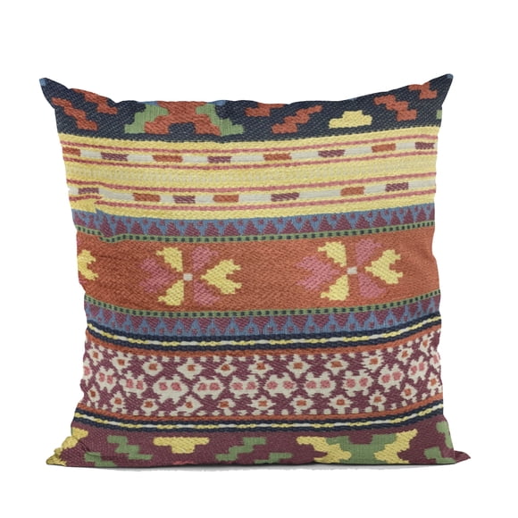 Plutus Marques Coussin de Luxe Multicolore Plutus Lanes Bordure 20 Po x 26 Po, Double Face 20 Pouces x 26 Pouces Standard