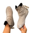 thumbnail image 5 of KEVCHE Womens Slouch Boots with Drawstring, Toe Comfort Dress Short Booties for Casual Daily Walking, Autumn Winter Suede Bow Lace-Up Flat Ankle Boots,Non-Slip Boots for All-Day Wear, 5 of 8