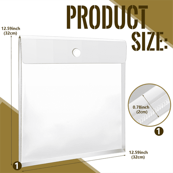 20pc 12.6inch X 12.6inch Scrapbook Paper Storage Organizer with 0.8 inch Expansion, Reusable Plastic Envelopes Pockets