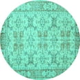 thumbnail image 1 of Ahgly Company Machine Washable Indoor Round Persian Turquoise Blue Traditional Area Rugs, 7' Round, 1 of 4