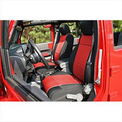 Rugged Ridge by RealTruck Seat Covers for Wrangler JK | Front, Neoprene, Black/Red | 13214.53 | Compatible with 2007-2010 Jeep Wrangler JK