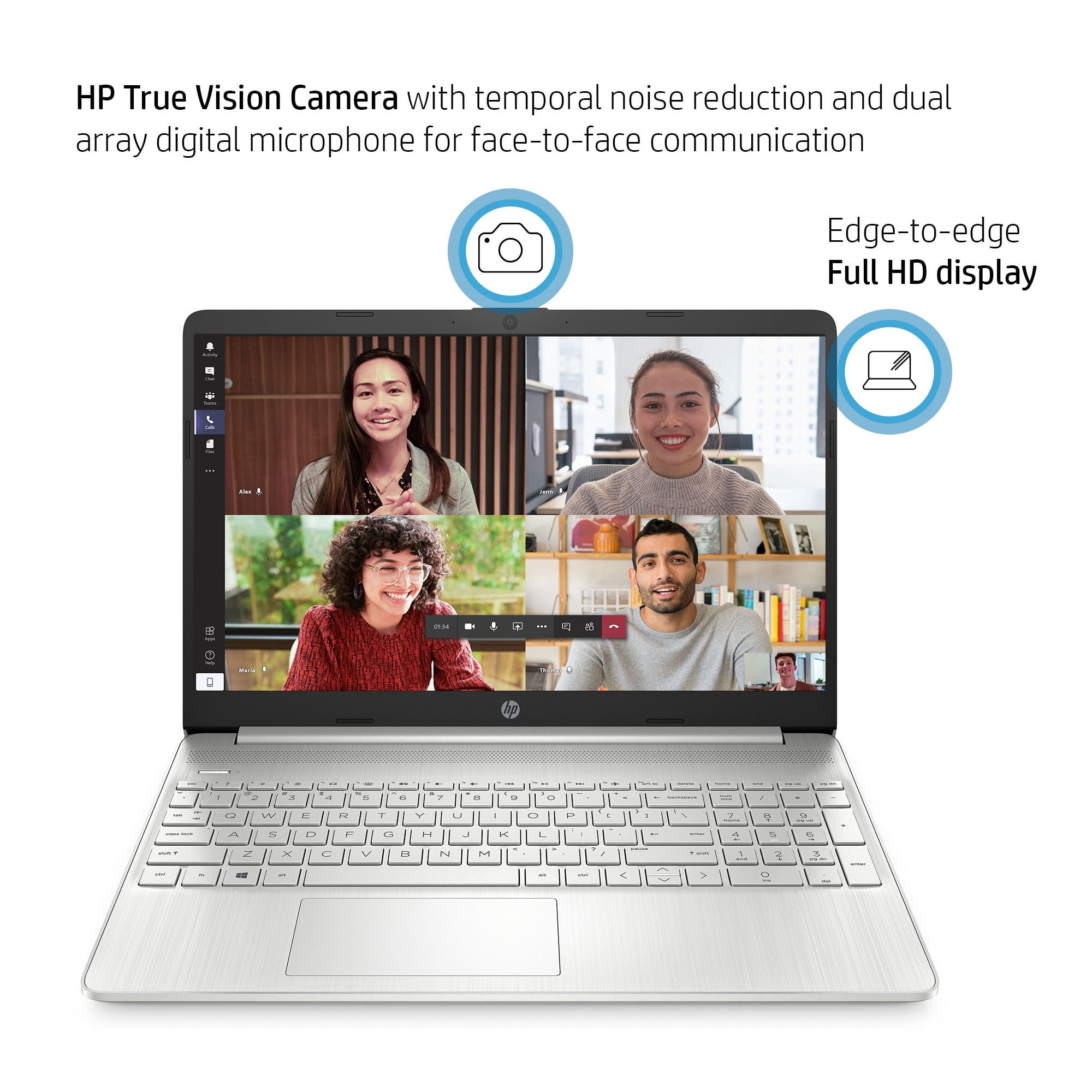 HP 15.6 Full HD (1920 x 1080) Laptop, Intel Core i5-1135G7, 8GB RAM, 256GB  SSD, Windows 10 Home, Natural Silver