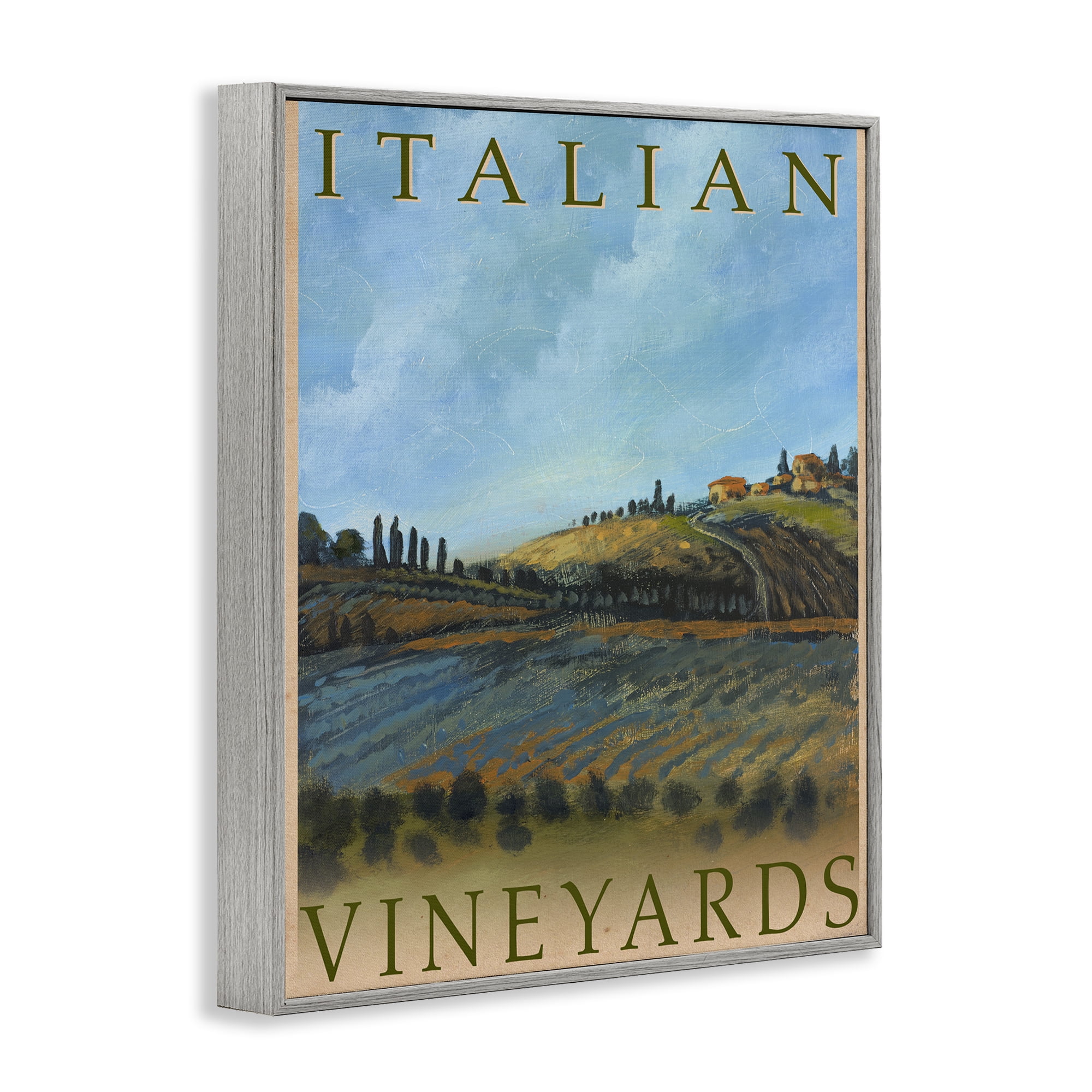 Stupell Industries Italian Vineyards Vintage Poster Gray Framed Giclee Art, design by Kingsley