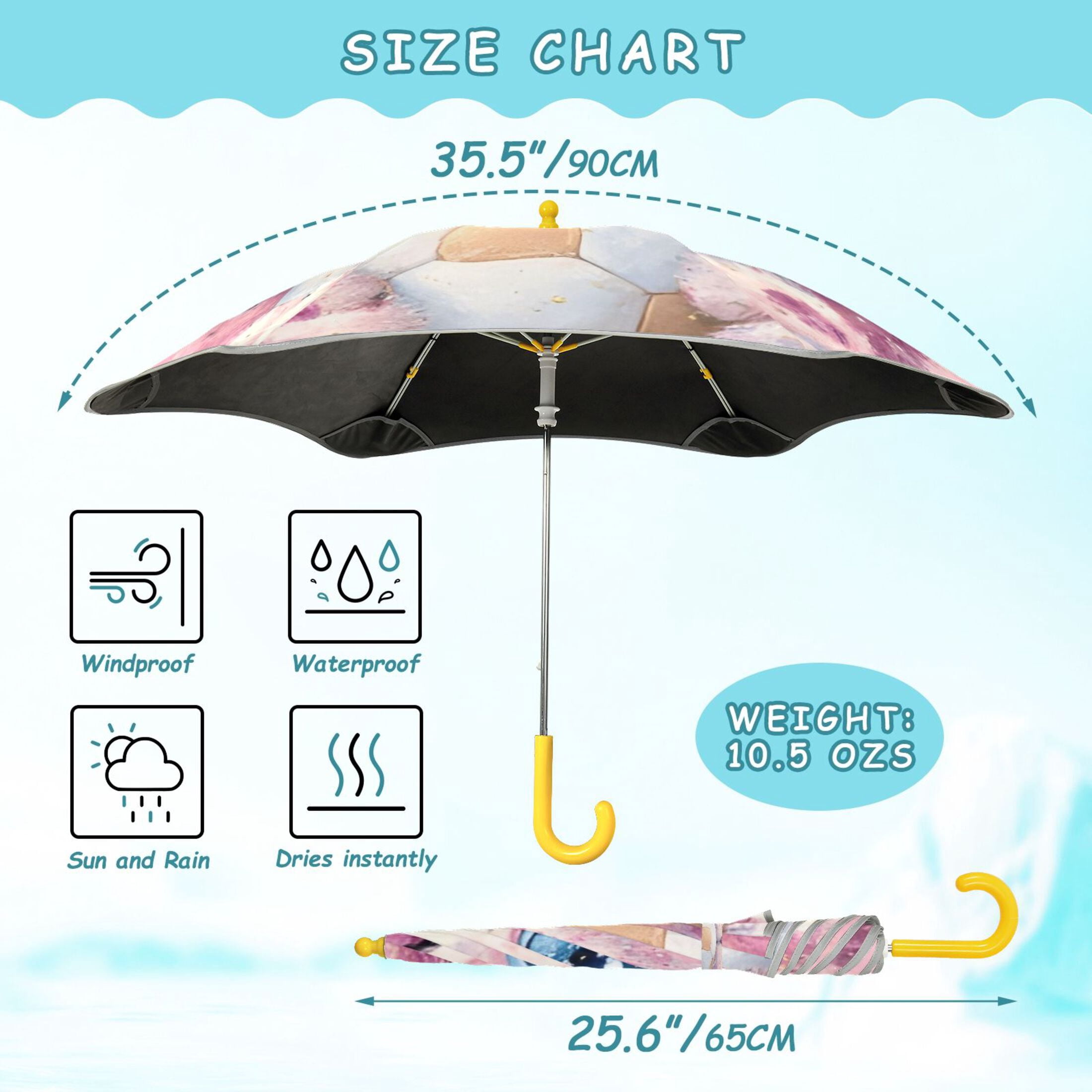 BZSMCE Folding Umbrellas Rain & UV Protection Windproof In Fluffy Cub & Soccer Pattern