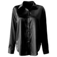 thumbnail image 4 of LIUJUNSHOP Womens Ultra-Soft Lightweight Satin Silk Button Down Shirts Silky Long Sleeve Work Dress Blouses Tops, 4 of 4