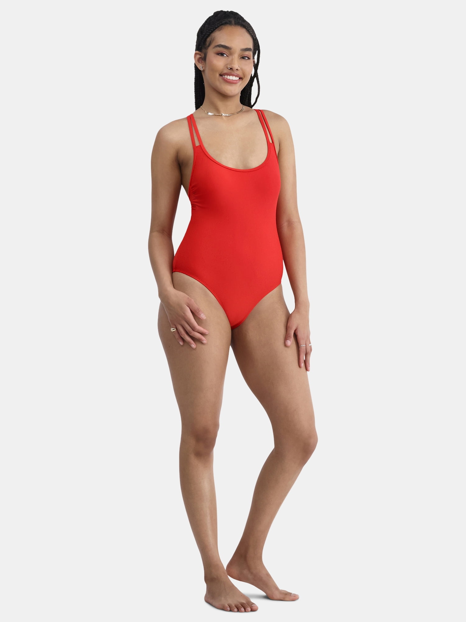 No Boundaries Women's High Leg One Piece Swimsuit, Sizes XXS-XXL