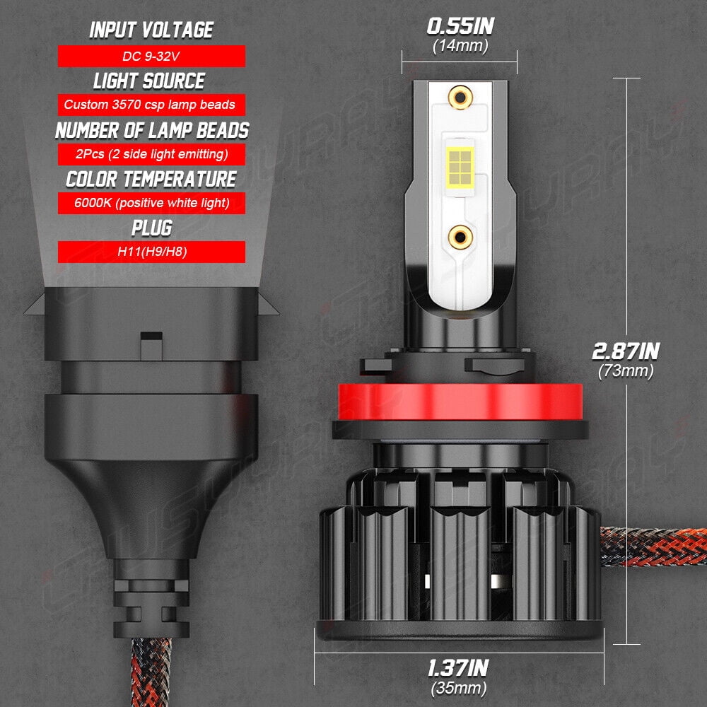 H1+H11+H11/H9 For Ford C-Max 2013-2018 6PC LED Headlight High Low Beam + Fog Light Bulbs Kit