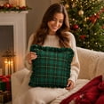 thumbnail image 5 of Kuokaa Green Gold Plaid Ruffle Pillow Cover, Christmas Checkered Throw Cushion Case for Sofa, Cover Only, 5 of 7