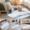 thumbnail image 5 of Round Area Rugs 8 Feet - Abstract Marble Texture Soft Indoor Throw Rugs Carpets for Living Dining Bedroom Kids Room Non-Slip Playroom Crawl Rug Floor Mats Modern Blue White Stone Art, 5 of 9