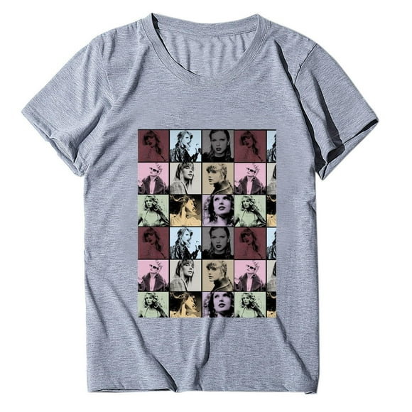 TayIor Swft Concert Music Album Womens Tshirts Tay Eras Tylor Shirts Women Singer Fans Short Sleeve T-shirts Music Tay Lover Gifts Printed Tees Tops TKFASHION Gray M