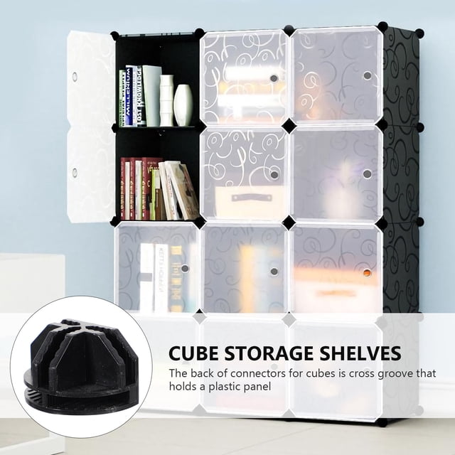 REOFLYUP 20pcs Storage Wire Shelf with Wire Cube Organizer Bracket Home Wardrobe Assembly Black