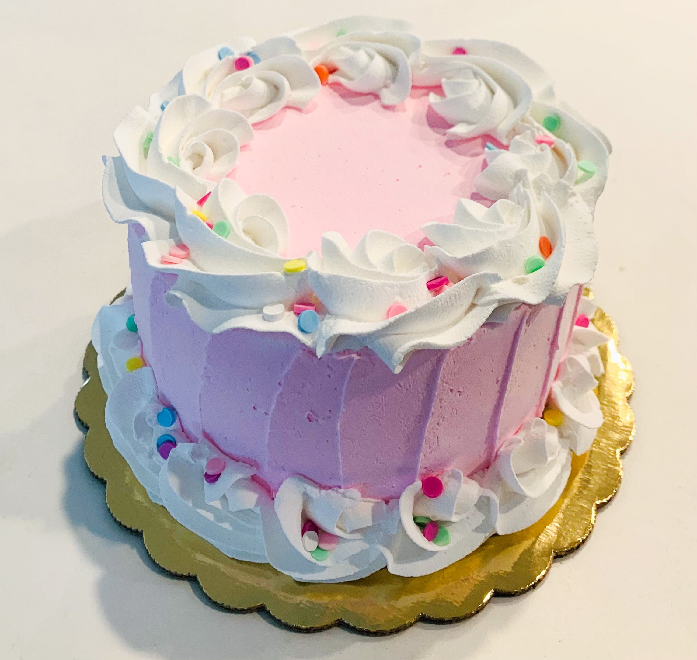 Fake Birthday Cake Frosted Pink Confetti Cake Display 6" fake
