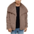 thumbnail image 3 of Txeol Men's Faux Fur Winter Coats Turn Down Collar Open Front Cardigans Jacket Long Sleeve Fluffy Warm Overcoat 2025,Khaki,XXL, 3 of 9