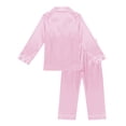 thumbnail image 4 of iEFiEL Unisex Kids Boys Girls Silk Pajamas Outfit Long Sleeve Tops with Pants Set Sleepwear Pink 170, 4 of 5