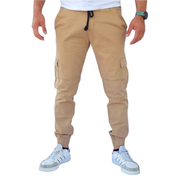 Jogger cargo de gabardina stretch John Silver Corte skinny color